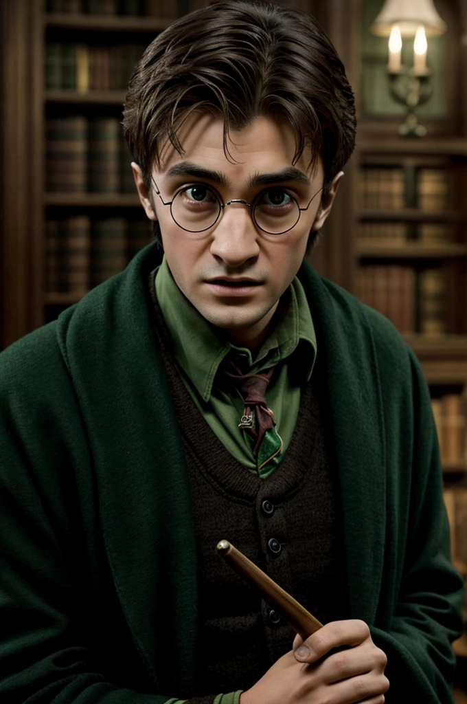 Crea un Kneazle (animal de Harry potter) de colo negro con ojos verdes