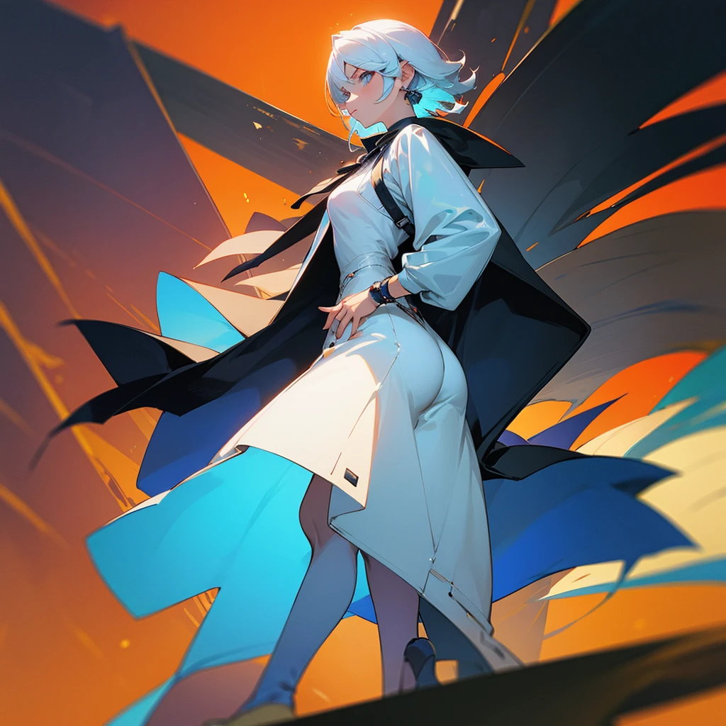 A very stylish person wearing clothes from the future