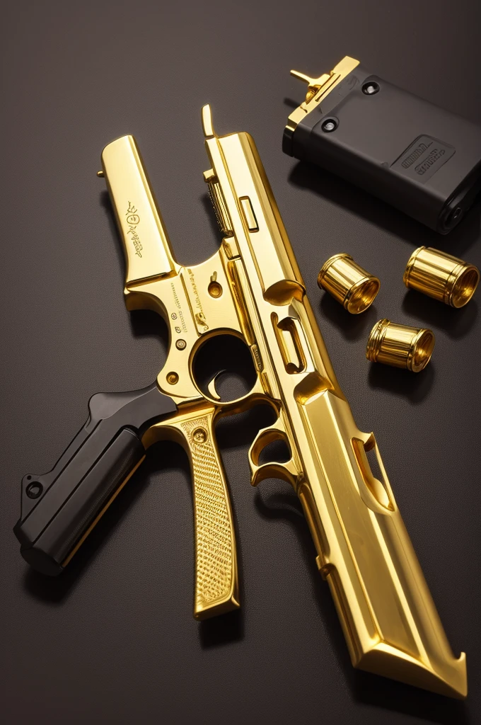 A pistol .45 gold plated
