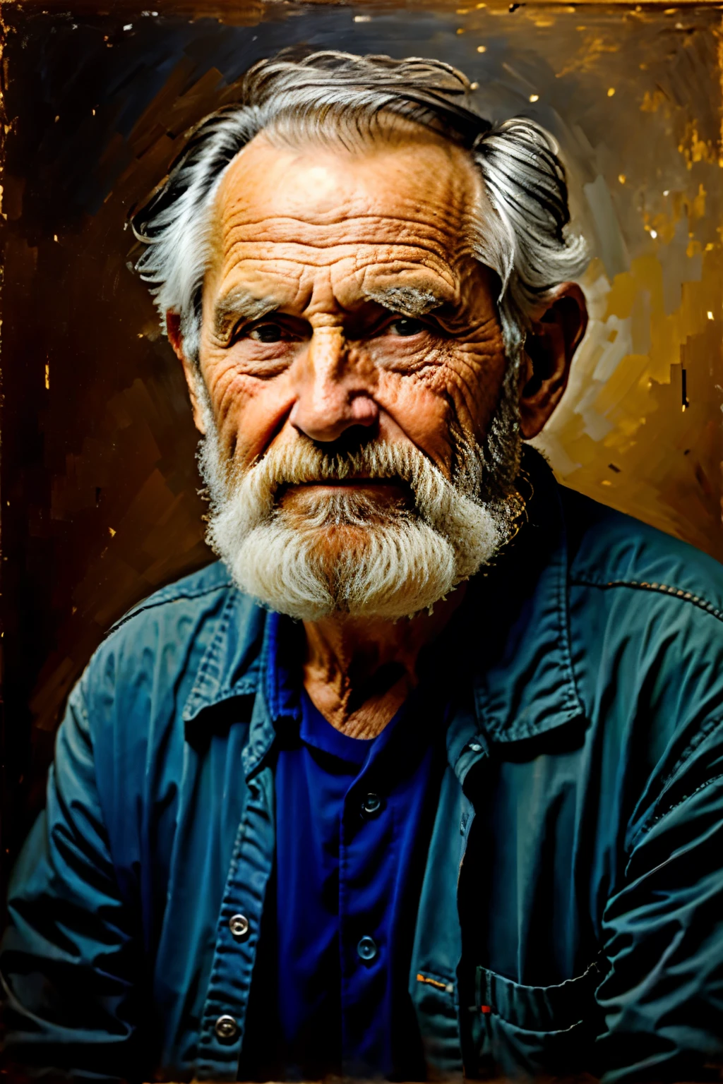 masterpiece,best quality,1old man,posing,color,Oil painting,