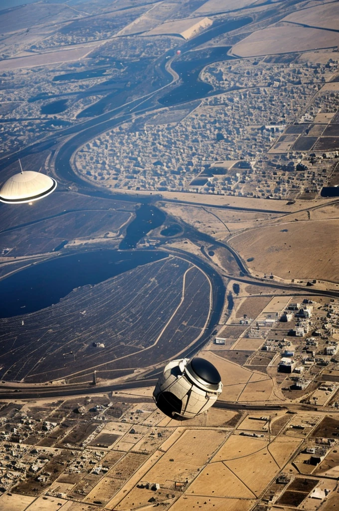 UFO observing land and genocide in the Gaza Strip Palestine
