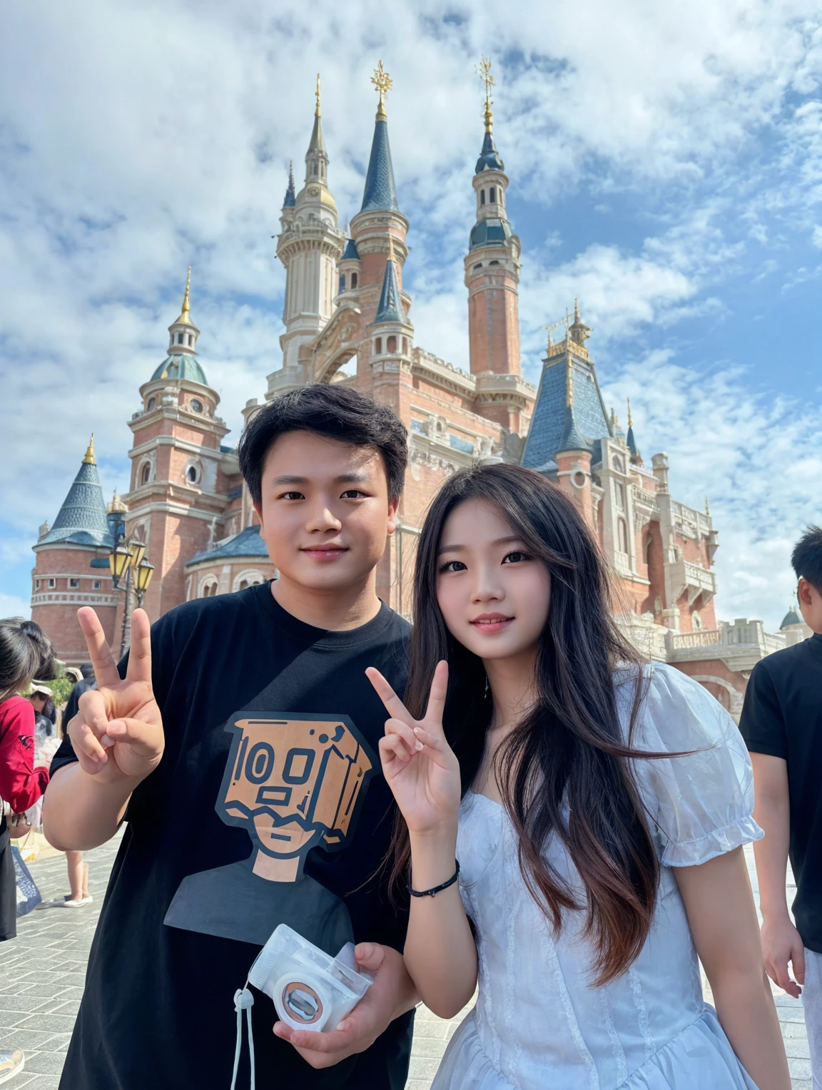 Replace the boy in the picture with Ma Jiaqi with fox ears, 