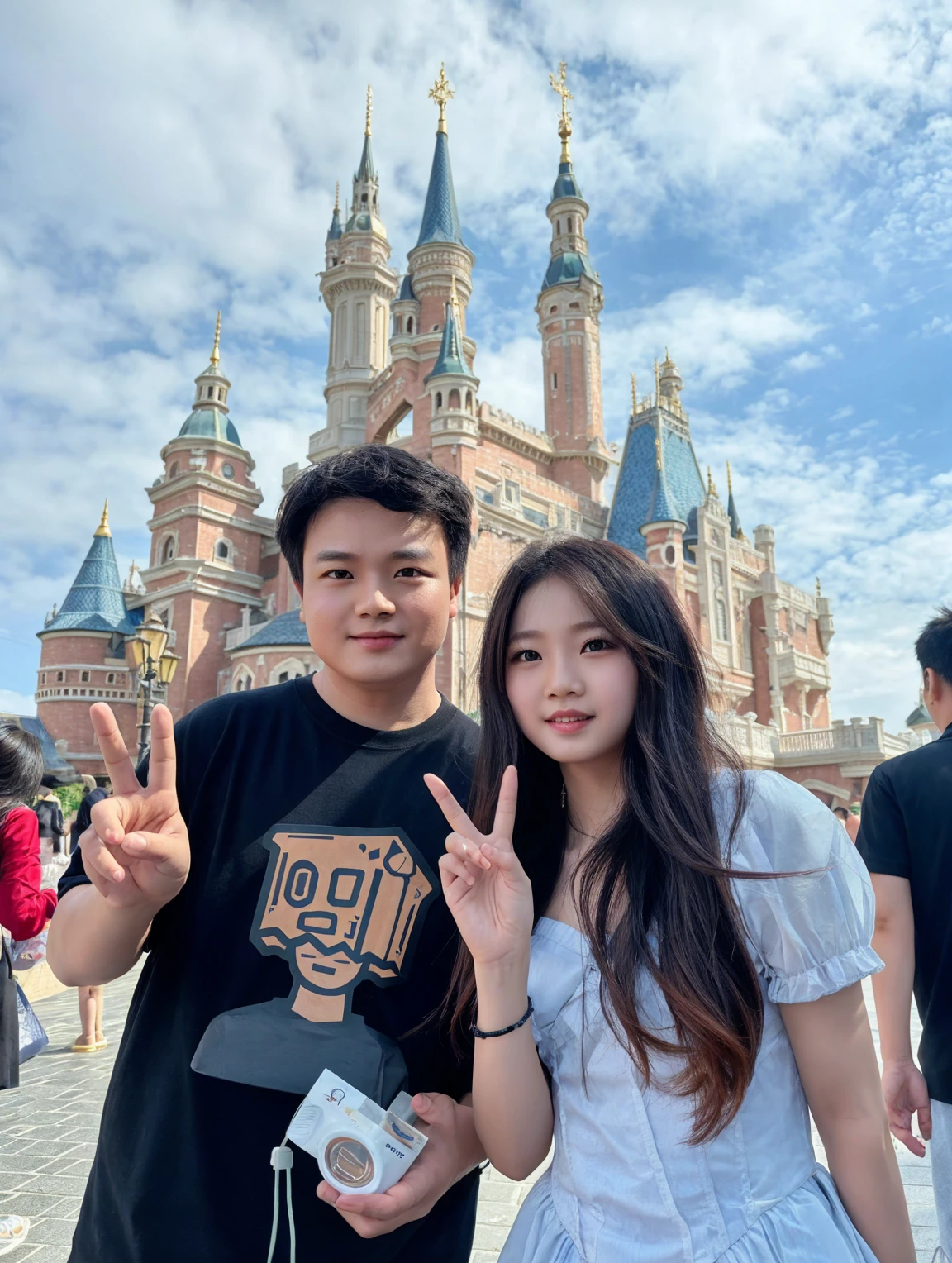 Replace the boy in the picture with Ma Jiaqi with fox ears,