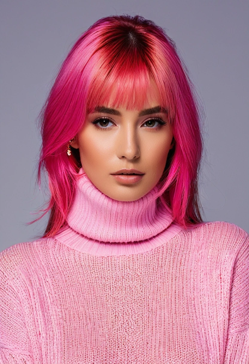 fitaitana pink hair, 1girl, wearing a turtleneck sweater,, professional, photography, excellent lighting, impeccable, precision, rich colors, deep shadows, clarity, high-resolution, razor-sharp, composition, light and shadow, timeless beauty, captivated, artistry, craftsmanship, elegance, sophistication, exquisite, details, atmosphere, balance, masterful, technique, expertly captured, stunning, visual impact, top-quality, compelling, professional-grade, aesthetics, flawless, remarkable, perfection, attention, dynamic, evocative, nuanced, depth, vibrancy, masterclass, breathtaking, awe-inspiring, high-definition, alluring, enchanting, texture, storytelling, mesmerizing, cinematic, elite, artistry.