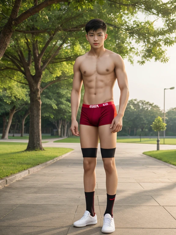teenagers , young , light-skin , wearing an dark red sexy underwear, tmasterpiece,k hd,the feet,Transparent sports vest,semi transparent,black long socks,The barefoot , red colour , handsome and cute , extreme cute boy , white skin , dark red underwear boxers shorts , extremely tall and cute boy ,oppa model , handsome model , full body , dark red boxers underwears short shorts , black socks , white light-skin , Chinese model , young boy , white skin , handsome and extremely cute , red boxers underwear shorts , long black socks , handsome model , at the park , jogging , model oppa , long legs , jogging , running , high knee black socks ,black long socks , stand up , extremely tall , extremely high , red underwears , red sports underwear , long black socks , clean and white legs , Chinese model , extremely long legs , looking at the camera , clean and white thigh , heavy bulge , kid face , baby face , wearing jacket , red underwears boxers , light and white skin , Chinese model , strike a pose , sexy pose , flexing pose , show off his handsome pose , size different , height different , tallest boy in the world , height comparison with other boy