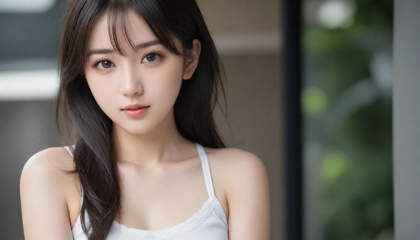 8k, Ultra-high resolution, Highest quality, masterpiece, 三分割法によるphotograph,Surreal, photograph, 1 Girl, (16 years old:1.3), pretty girl, Cute Face, Beautiful eyes in every detail, 細かくdetailedに,masterpiece,One Girl:1.2, Japan Female Announcer,upper body,blank expression,Black Hair,Messy hair,Station platform,風景photograph,Clean and modest clothing,Natural Makeup,Beautiful leg line beauty,Realistic Skin, Perfect and beautiful face ,完璧でCute Face, Skin with attention to detail, Perfect limbs、Narrow waist、Thin legs),Looking at the audience、beauty,Long neck、(((Ideal body type))),A cup small breasts :2,Portraiture:2,Perfect Anatomy,鮮明なdetailed,detailed,Surreal,Light and shadow,dappled sunlight