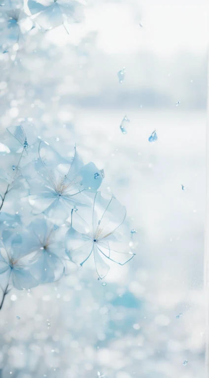 Broken glass、Rainy landscape、It rains quietly、style、Raindrops are visible、Shutter Speed 1/1000、Highest quality、masterpiece、Awareness-raising、Very delicate and beautiful、Very detailed、CG、Unite、8k wallpaper、Amazing、Exquisite detail、masterpiece、Highest quality、Official Art、Very detailed CG Unity 8K 壁紙、
A soft and gentle light blue gradation、The edges are out of focus。