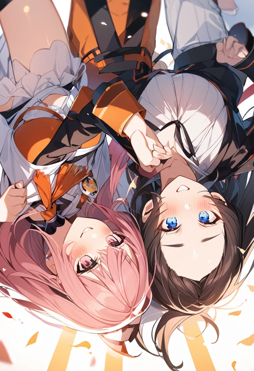 2 girls、Icon of a trio with one boy