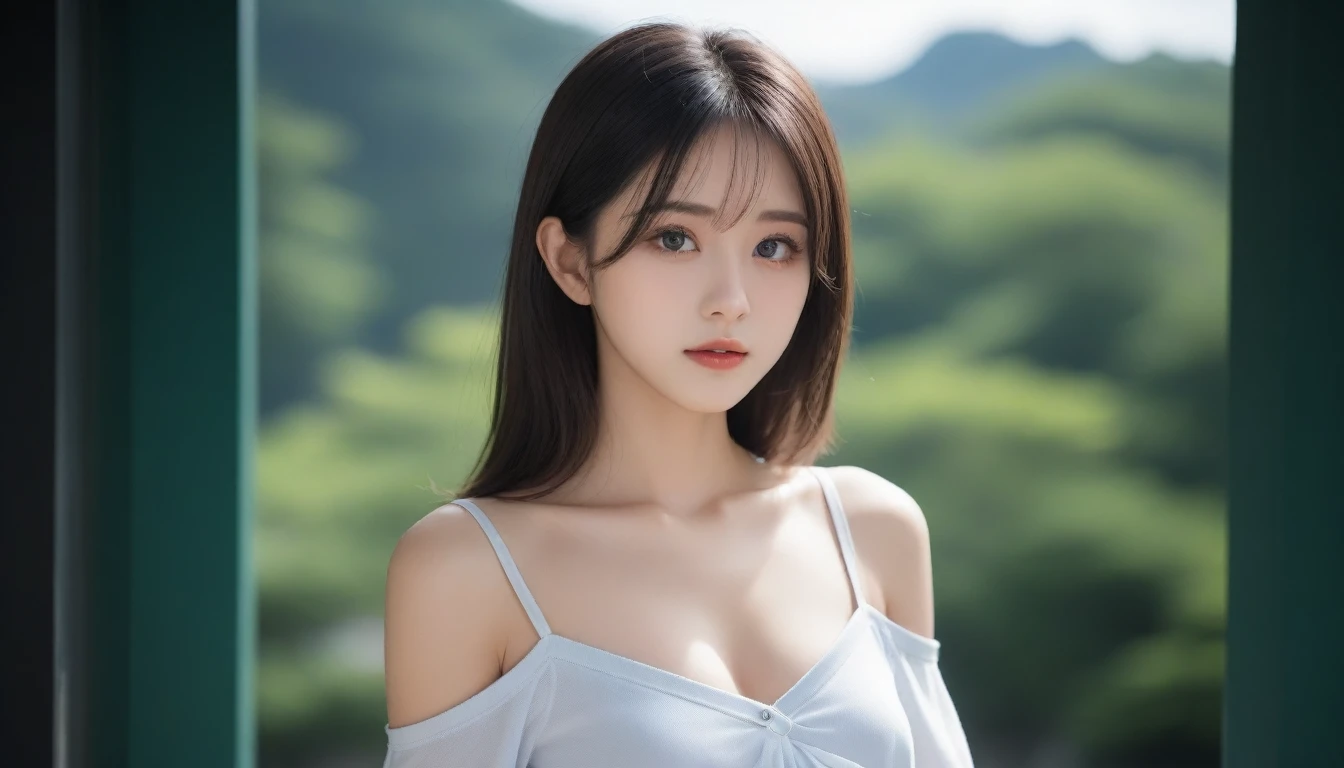 8k, Ultra-high resolution, Highest quality, masterpiece, 三分割法によるphotograph,Surreal, photograph, 1 Girl, (16 years old:1.3), pretty girl, Cute Face, Beautiful eyes in every detail, 細かくdetailedに,masterpiece,One Girl:1.2, Japan Female Announcer,close up,disgust,Black Hair,Messy hair,Station platform,風景photograph,Clean and modest clothing,Natural Makeup,Realistic Skin, Perfect and beautiful face ,完璧でCute Face, Skin with attention to detail, Perfect limbs、Narrow waist、Thin legs),Looking at the audience、beauty,Long neck、(((Ideal body type))),A cup small breasts :2,Portraiture:2,Perfect Anatomy,鮮明なdetailed,detailed,Surreal,Light and shadow,dappled sunlight