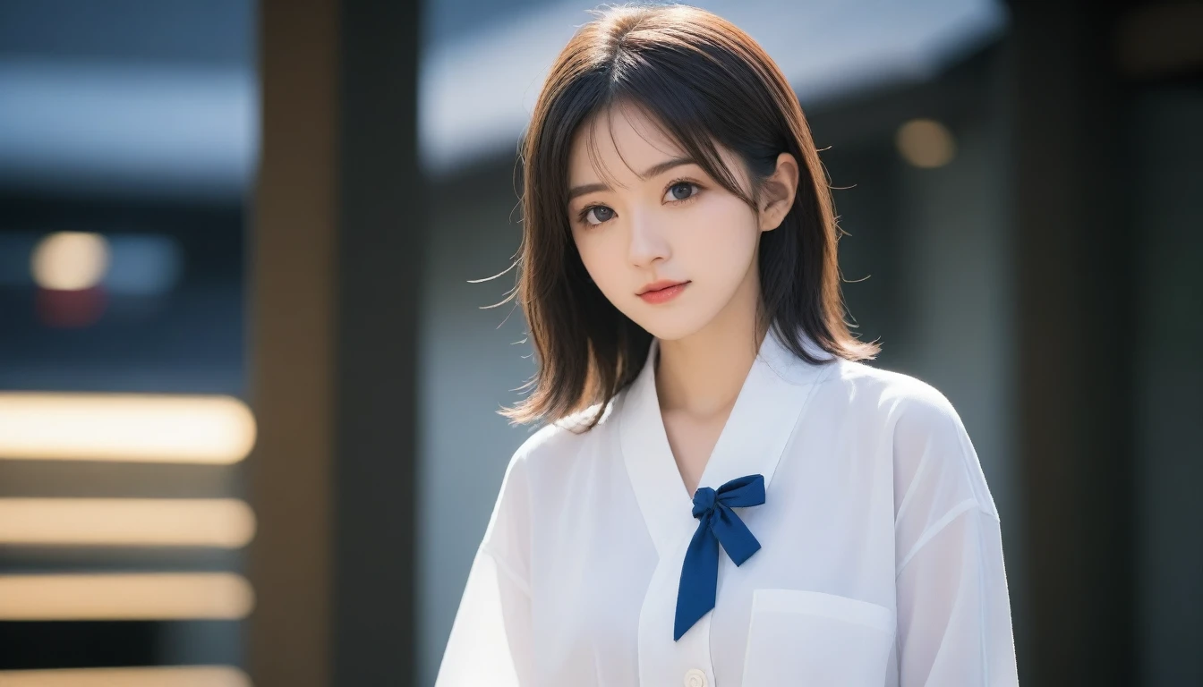 8k, Ultra-high resolution, Highest quality, masterpiece, 三分割法によるphotograph,Surreal, photograph, 1 Girl, (:1.3), pretty girl, Cute Face, Beautiful eyes in every detail, 細かくdetailedに,masterpiece,One Girl:1.2, Japan Female Announcer,close up,disgust,Black Hair,Messy hair,Station platform,風景photograph,Clean and modest clothing,Natural Makeup,Realistic Skin, Perfect and beautiful face ,完璧でCute Face, Skin with attention to detail, Perfect limbs、Narrow waist、Thin legs),Looking at the audience、beauty,Long neck、(((Ideal body type))),A cup small breasts :2,Portraiture:2,Perfect Anatomy,鮮明なdetailed,detailed,Surreal,Light and shadow,dappled sunlight