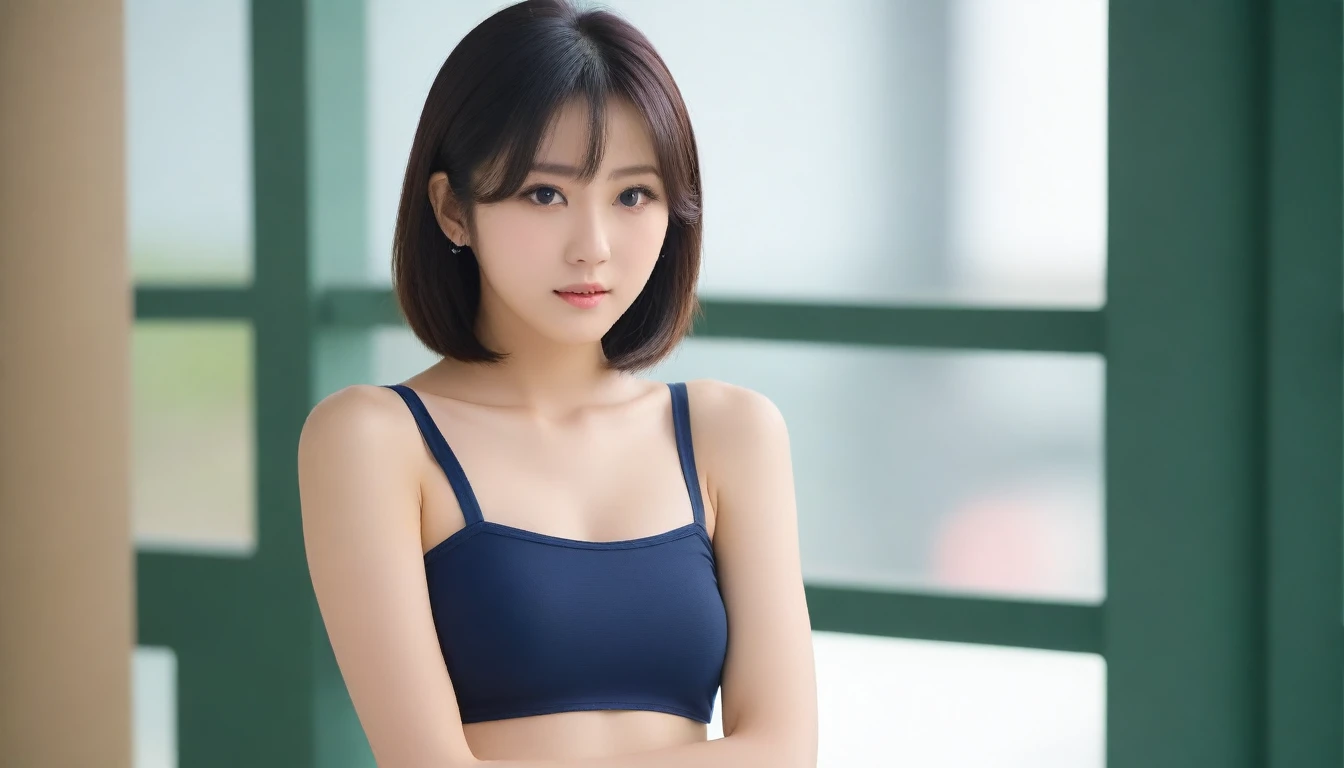 8k, Ultra-high resolution, Highest quality, masterpiece, 三分割法によるphotograph,Surreal, photograph, 1 Girl, (:1.3), pretty girl, Cute Face, Beautiful eyes in every detail, 細かくdetailedに,masterpiece,One Girl:1.2, Japan Female Announcer,close up,disgust,Black Hair,Messy hair,Station platform,風景photograph,Clean and modest clothing,Natural Makeup,Realistic Skin, Perfect and beautiful face ,完璧でCute Face, Skin with attention to detail, Perfect limbs、Narrow waist、Thin legs),Looking at the audience、beauty,Long neck、(((Ideal body type))),A cup small breasts :2,Portraiture:2,Perfect Anatomy,鮮明なdetailed,detailed,Surreal,Light and shadow,dappled sunlight