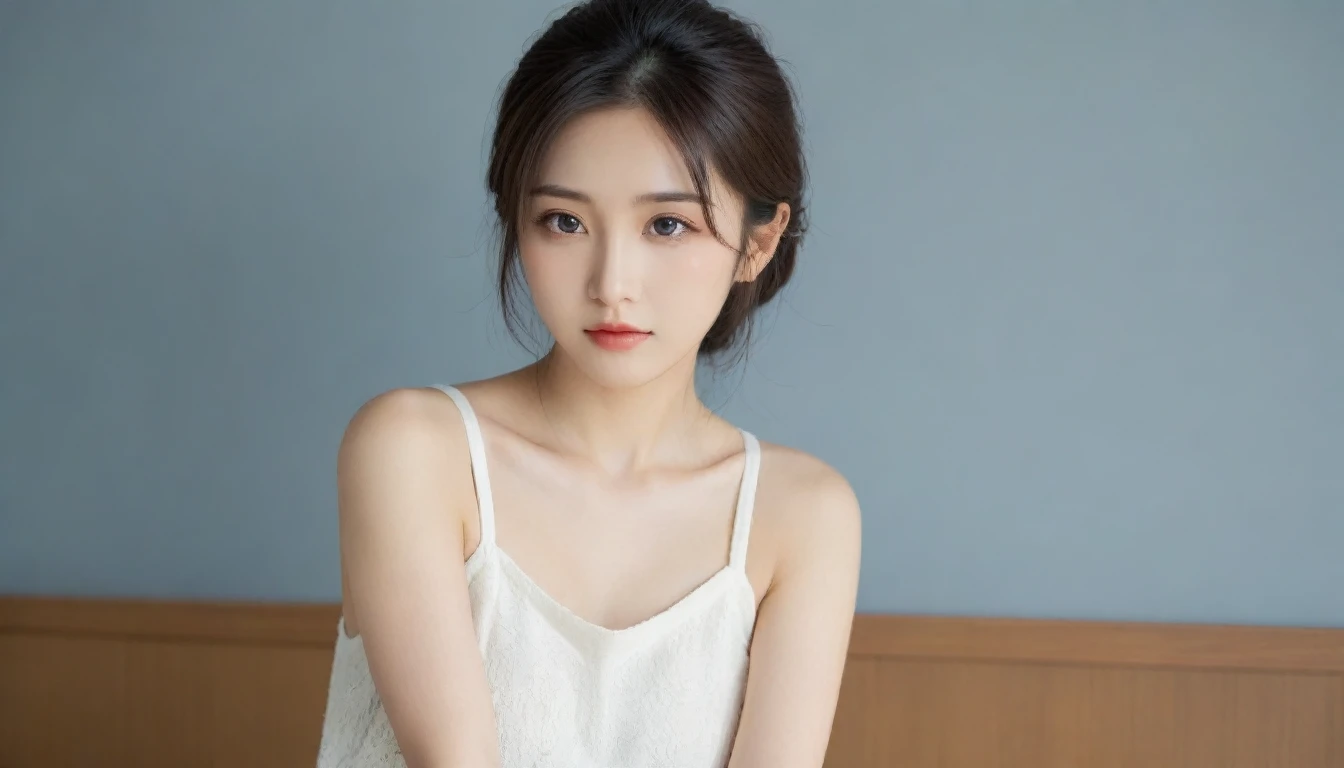 8k, Ultra-high resolution, Highest quality, masterpiece, 三分割法によるphotograph,Surreal, photograph, 1 Girl, (16 years old:1.3), pretty girl, Cute Face, Beautiful eyes in every detail, 細かくdetailedに,masterpiece,One Girl:1.2, Japan Female Announcer,upper body,from below,sad,streaming tears,Black short hair,Messy hair,(black suit:1.3),mourning clothes,(印象派の美しい少女のPortraiture), (Gray background:1.3),(Impressionist light and colour),Realistic Skin, Perfect and beautiful face ,完璧でCute Face, Skin with attention to detail, Perfect limbs、Narrow waist,Looking at the audience、beauty,Long neck,clavicle,(((Ideal body type))),A cup small breasts :2,Portraiture:2,Perfect Anatomy,鮮明なdetailed,detailed,Surreal,Light and shadow,underlighting