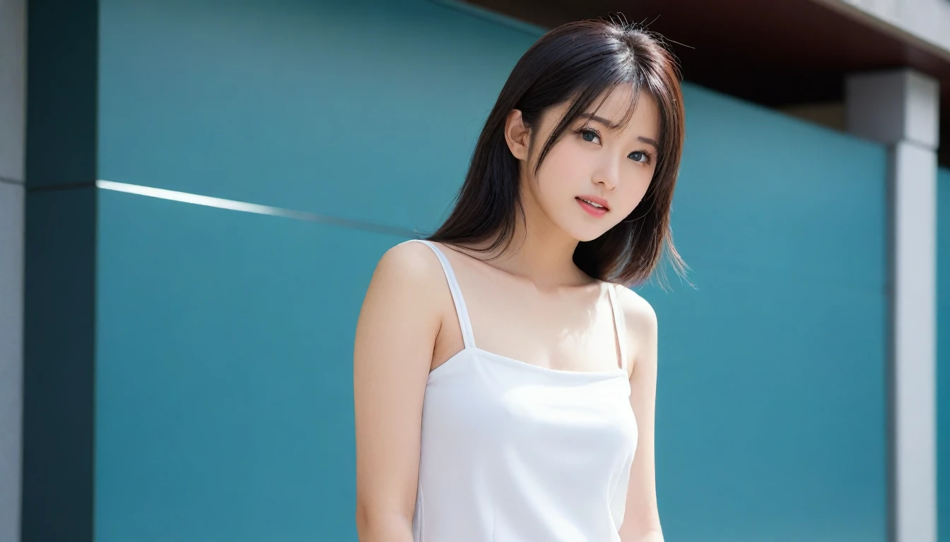 8k, Ultra-high resolution, Highest quality, masterpiece, 三分割法によるphotograph,Surreal, photograph, 1 Girl, (16 years old:1.3), pretty girl, Cute Face, Beautiful eyes in every detail, 細かくdetailedに,masterpiece,One Girl:1.2, Japan Female Announcer,close up,disgust,Black Hair,Messy hair,Station platform,風景photograph,Clean and modest clothing,Natural Makeup,Realistic Skin, Perfect and beautiful face ,完璧でCute Face, Skin with attention to detail, Perfect limbs、Narrow waist、Thin legs),Looking at the audience、beauty,Long neck、(((Ideal body type))),A cup small breasts :2,Portraiture:2,Perfect Anatomy,鮮明なdetailed,detailed,Surreal,Light and shadow,dappled sunlight