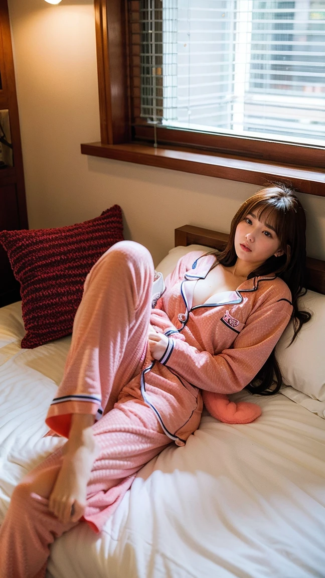 girl。girl waking up。pajamas。