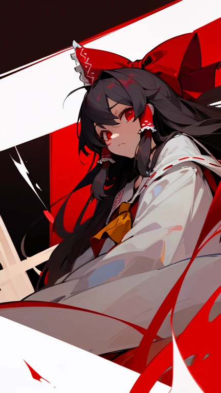 Highest quality　I have long hair　Gray Hair　Reimu Hakurei　Red eyes　I don't have anything　Odd Eye　One person　
