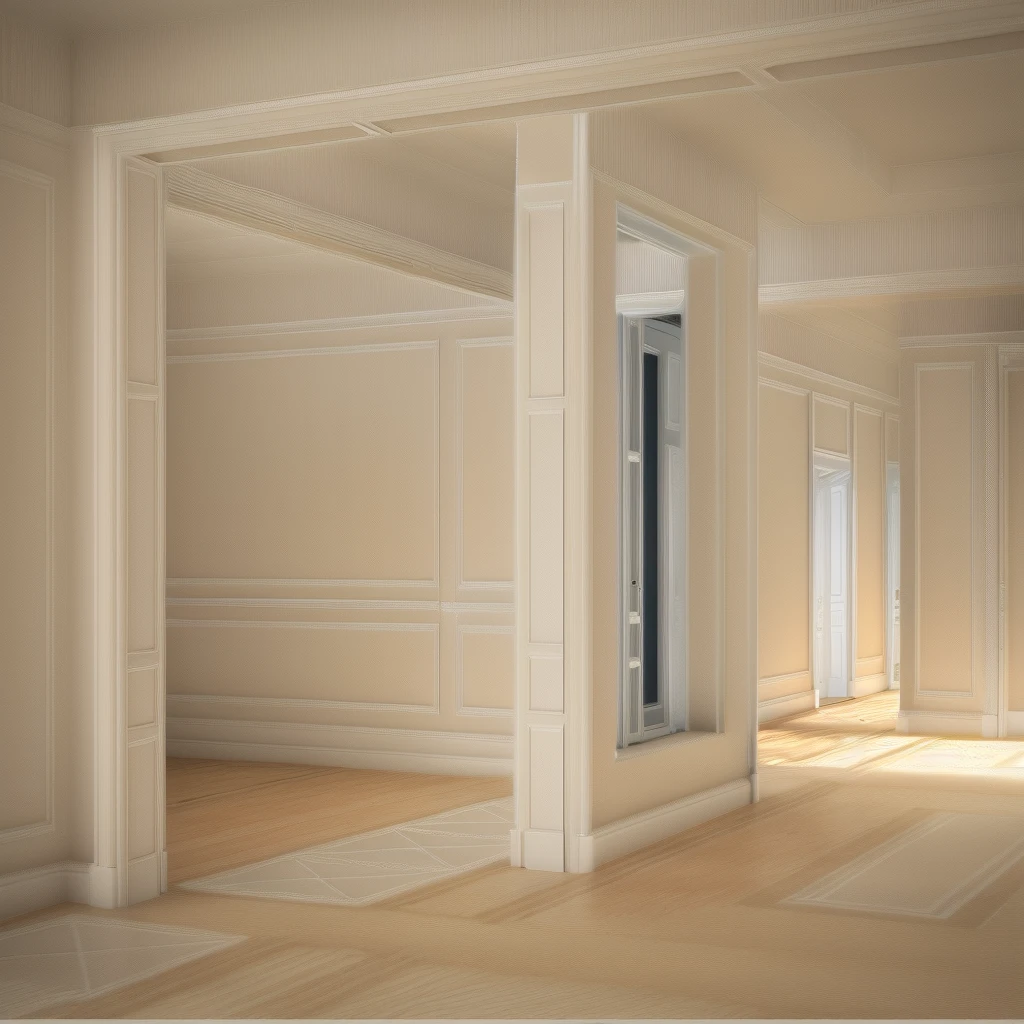 a drawing of a room with a door and a window, high detail 3 d render, in style of 3d render, an ambient occlusion render, ambient occlusion render, very detailed render, bw 3 d render, highly detailed interior, high detail render, raytraced 3d set design, highly detailed render, highly detailed 3d render