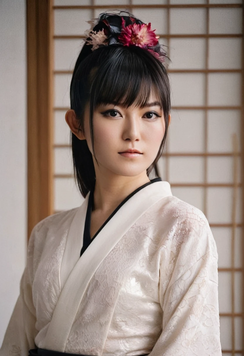 a beautiful picture of suzuka nakamoto XL, detailed skin texture,white,sexy,kimono,masterpiece, photorealistic, woman, 4k, backlighting, light, RAW color photo,(fully in frame:1.1), (blush:0.5), (goosebumps:0.5), wearing a (formal suit:1.1)