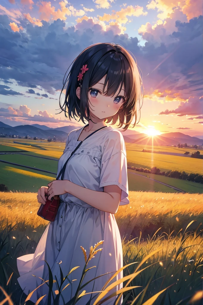 Background only、sunset、grassland、No people