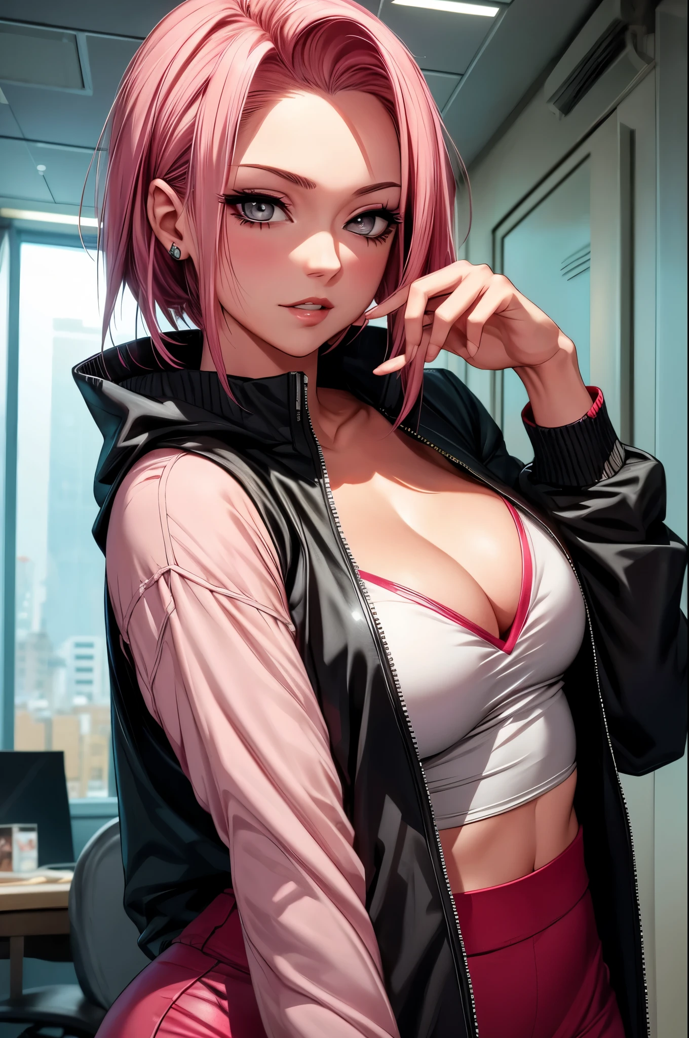 Adult Sakura Haruno, CG 8k ultra-realista, hot woman, seductive eyes, make-up
