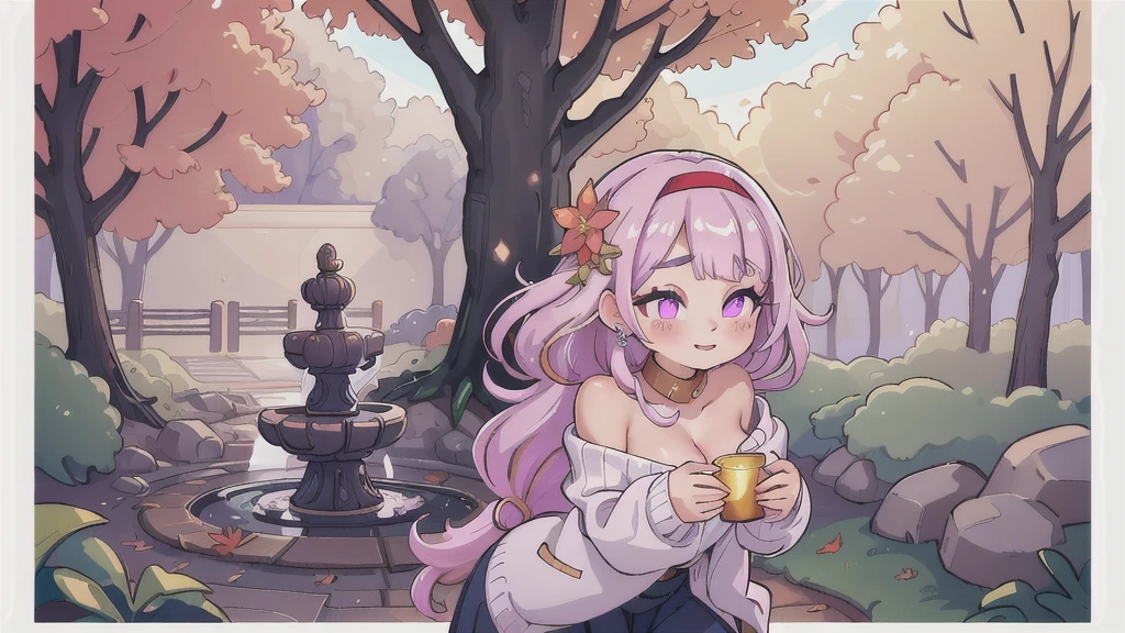 (masterpiece, best quality, glowing light, glistening, shiny skin, ultra detailed, detailed background, complex background),(perfect face, detailed face, detailed eyes,perfect hands,perfect fingers), (large boobs:1.2,smile),(mature female:1.4),cowboy shot,thicc,cleavage,
yor,long hair,((gradient hair)),multicolored eyes, gradient eyes, (glowing eyes:1.5), mascara, (fashion make up), parted lips, hairband, jewelry, earrings, hair ornament, hair flower, flower, gold hairband,sweater, red sweater,off-shoulder sweater,half-closed eyes,
((park, fountain, leaves in the air, wall, autumn, trees)),((super detailed background)), dynamic poses, ((8k wallpaper)),