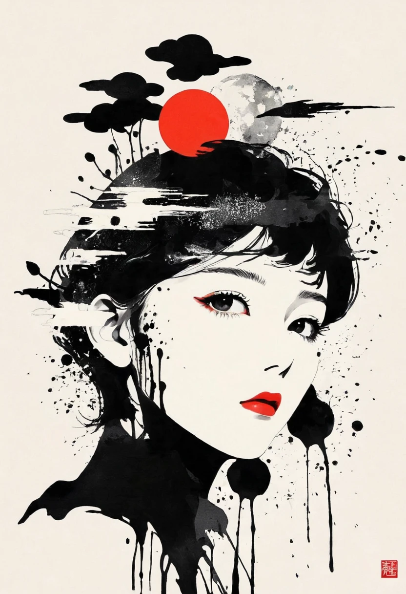 Montage Art Creation。Minimalism,ink