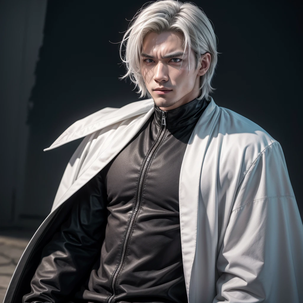 Satoru Gojo is an attractive and imposing looking male character in the anime "JUJUTSU KAİSEN". He is approximately 28 years old, with a height of about 1,90 meters (6 feet 3 inches). Gojo has a slender and muscular physique, evidencing your strength and agility.
**Hair and face:**
- His hair is silvery white, messy and spiky, generally varying in length between short and medium.
– He has bright, piercing blue eyes, which stand out even more when he removes his blindfold. Gojo's eyes are an intense blue color, almost luminescent.
- Normally, Gojo wears a black blindfold that covers his eyes, tied tightly around your head. On some occasions, he wears black-framed sunglasses instead of a blindfold.
- Your skin is clear and flawless, with well-defined facial features and a confident, relaxed expression.
**badass clothing:**
– Gojo usually wears a black outfit consisting of a high-necked jacket and matching pants. The jacket is fitted and elegant, giving it a stylish look.
– He wears black boots that complete his uniform look.
-Sometimes, he is seen wearing a white cloak over his black clothing, adding an extra touch to your look.
**Posture and Attitude:**
- Gojo has a relaxed and confident posture, often being seen with a mischievous smile or a carefree air.
- He often assumes relaxed postures, with hands in pockets or crossed over chest.
- Your presence exudes power and confidence, reflecting his skill as one of the strongest sorcerers in the world of "JUJUTSU KAİSEN".