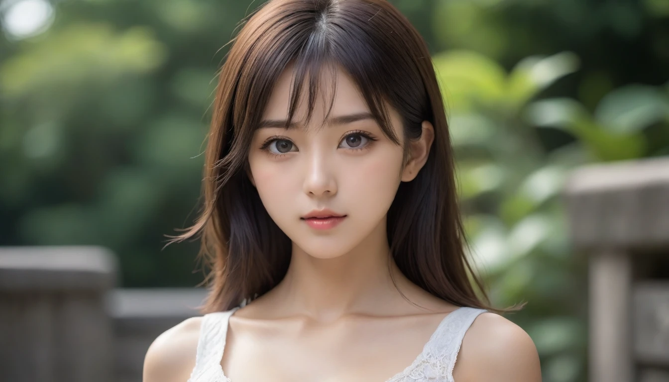 8k, Ultra-high resolution, Highest quality, masterpiece, 三分割法によるphotograph,Surreal, photograph, 1 Girl, (16 years old:1.3), pretty girl, Cute Face, Beautiful eyes in every detail, 細かくdetailedに,masterpiece,One Girl:1.2, Japan Female Announcer,extream close up,glaring,Black Hair,Messy hair,Hair over one eye,Station platform,風景photograph,Clean and modest clothing,Natural Makeup,Realistic Skin, Perfect and beautiful face ,完璧でCute Face, Skin with attention to detail, Perfect limbs、Narrow waist、Thin legs),Looking at the audience、beauty,Long neck、(((Ideal body type))),A cup small breasts :2,Portraiture:2,Perfect Anatomy,鮮明なdetailed,detailed,Surreal,Light and shadow,dappled sunlight