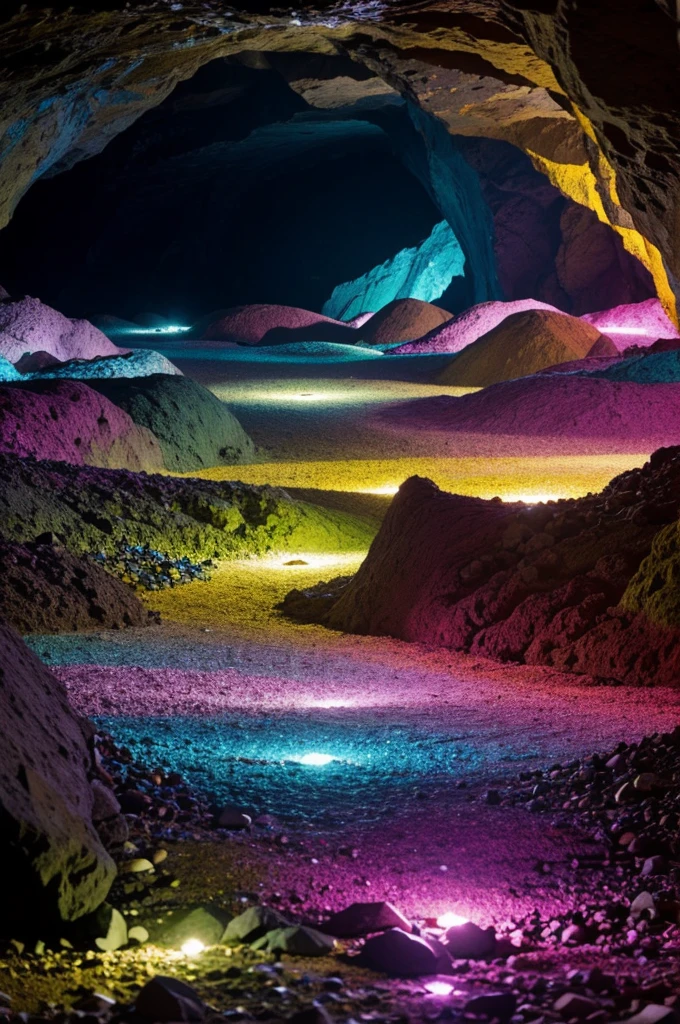Colored diamonds in a cave