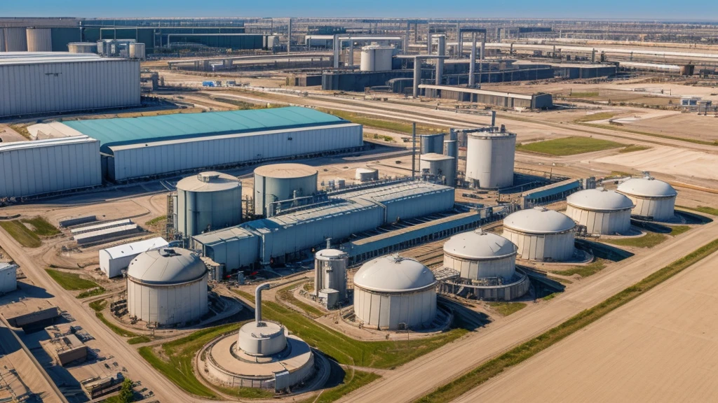 Aerial View,Water treatment plant,industrial plant environment, Strengthening monitoring procedures,concise,A small number of devices