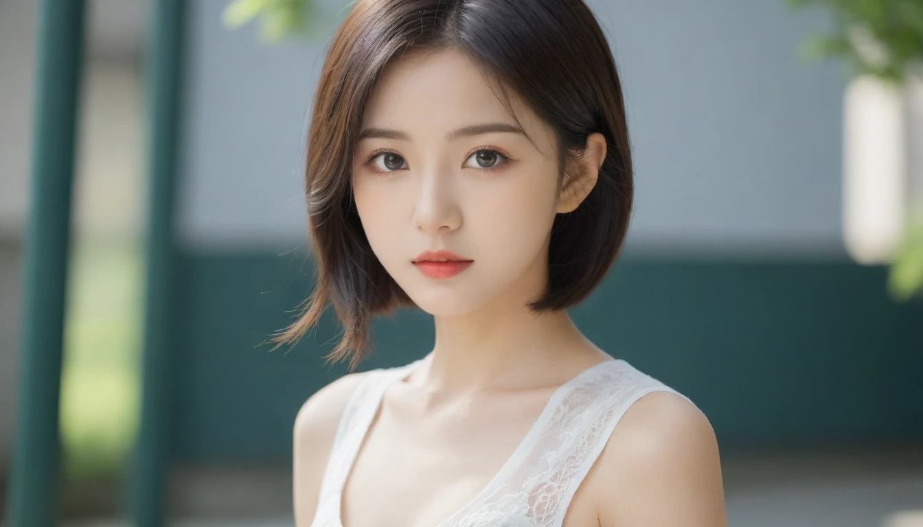8k, Ultra-high resolution, Highest quality, masterpiece, 三分割法によるphotograph,Surreal, photograph, 1 Girl, (16 years old:1.3), pretty girl, Cute Face, Beautiful eyes in every detail, 細かくdetailedに,masterpiece,One Girl:1.2, Japan Female Announcer,extream close up,glaring,Black Hair,Wavy bob,Station platform,風景photograph,Clean and modest clothing,Natural Makeup,Realistic Skin, Perfect and beautiful face ,完璧でCute Face, Skin with attention to detail, Perfect limbs、Narrow waist、Thin legs),Looking at the audience、beauty,Long neck、(((Ideal body type))),A cup small breasts :2,Portraiture:2,Perfect Anatomy,鮮明なdetailed,detailed,Surreal,Light and shadow,dappled sunlight
