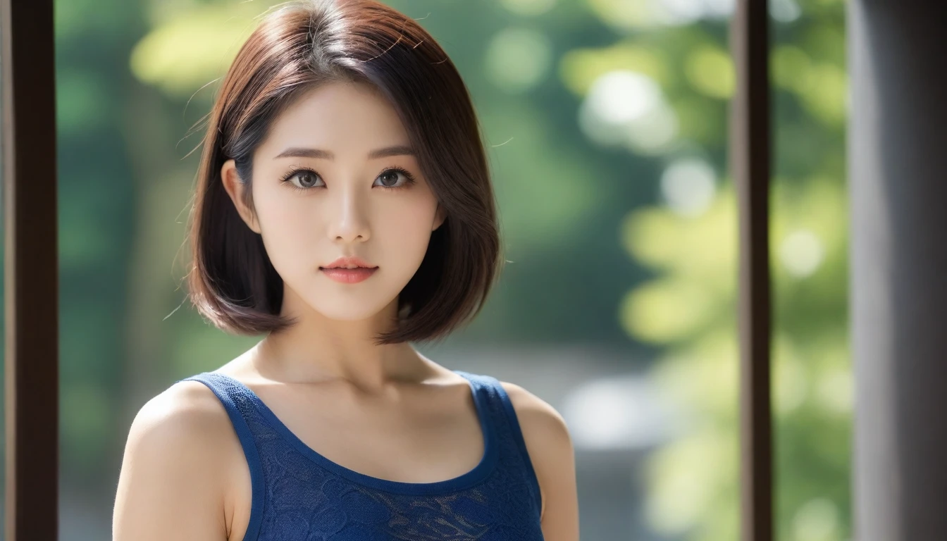 8k, Ultra-high resolution, Highest quality, masterpiece, 三分割法によるphotograph,Surreal, photograph, 1 Girl, (:1.3), pretty girl, Cute Face, Beautiful eyes in every detail, 細かくdetailedに,masterpiece,One Girl:1.2, Japan Female Announcer,extream close up,glaring,Black Hair,Wavy bob,Station platform,風景photograph,Clean and modest clothing,Natural Makeup,Realistic Skin, Perfect and beautiful face ,完璧でCute Face, Skin with attention to detail, Perfect limbs、Narrow waist、Thin legs),Looking at the audience、beauty,Long neck、(((Ideal body type))),A cup small breasts :2,Portraiture:2,Perfect Anatomy,鮮明なdetailed,detailed,Surreal,Light and shadow,dappled sunlight