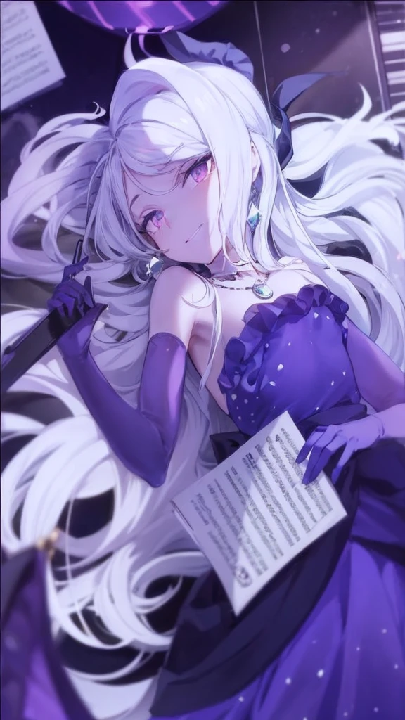 Elegant man, in his 50s, mature, dark black hair, short straight hair, hair up to neck height, orange eyes, black eye patch, gray social blouse, dark blouse underneath, purple scarf on tie, gray social pants, black social shoe, ivory colored cane, smiling discreetly, muscular man, Interior scenery of a ship, beautiful man.