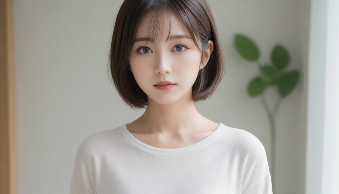 8k, Ultra-high resolution, Highest quality, masterpiece, 三分割法によるphotograph,Surreal, photograph, 1 Girl, (:1.3), pretty girl, Cute Face, Beautiful eyes in every detail, 細かくdetailedに,masterpiece,One Girl:1.2, Japan Female Announcer,extream close up,glaring,Black Hair,Wavy bob,Station platform,風景photograph,Clean and modest clothing,Natural Makeup,Realistic Skin, Perfect and beautiful face ,完璧でCute Face, Skin with attention to detail, Perfect limbs、Narrow waist、Thin legs),Looking at the audience、beauty,Long neck、(((Ideal body type))),A cup small breasts :2,Portraiture:2,Perfect Anatomy,鮮明なdetailed,detailed,Surreal,Light and shadow,dappled sunlight