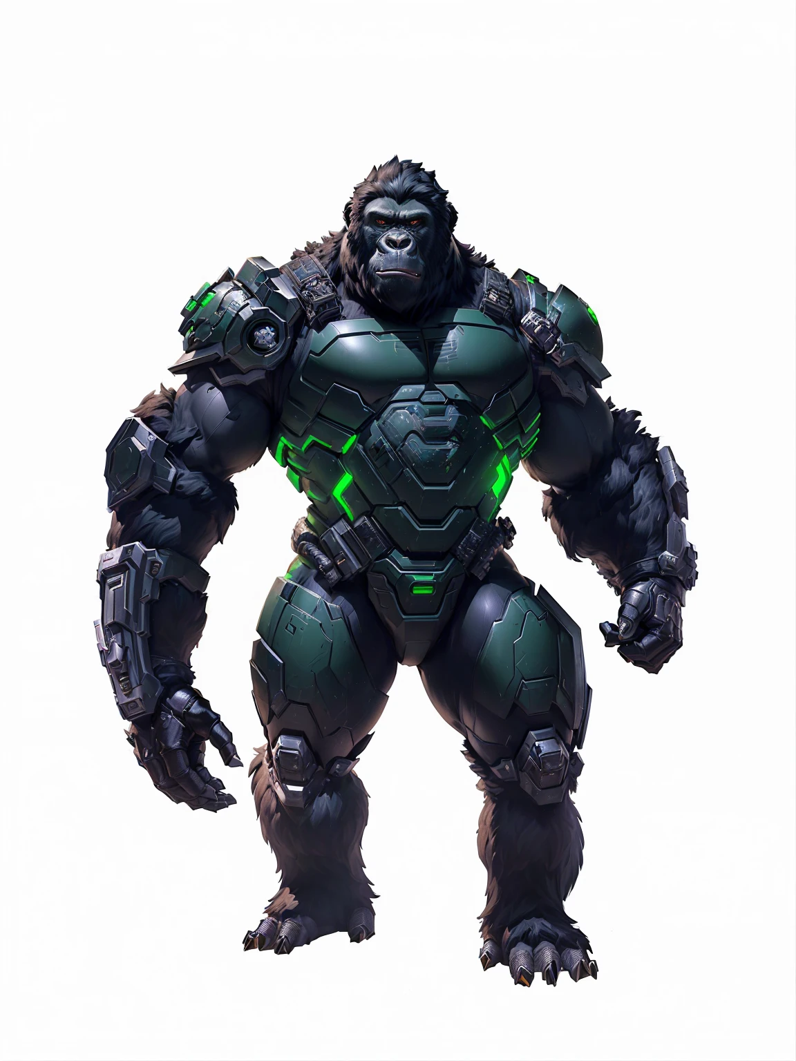 Alafi with green light and black hair on his chest, Winston the Ape from Overwatch, Gorilla, Street Rage, Hulk, King Kong, limb detail, unigine rendering, character art contra, official concept art, official character art, Winston from Overwatch, I love gorillas, Crisis Nansuits, doom guy like samus