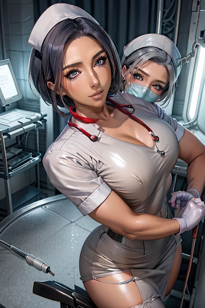 nurse uniform,hospital, latex nurse suit,nurses,busty,elbow gloves,labcoat,black hair woman,blue eyes , gigantic ,medical instruments,asian nurse,two nurses,speculum,examination room,oversize ,big ass ,strap on, lay on table ,legs spreaded,giving birth,gyno chair , dentist,Milf,latex,pink uniform,oversize breasts