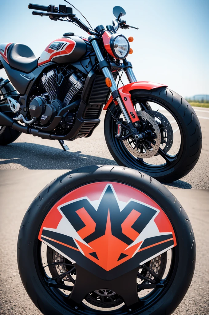 Logo with a motorcycle with stickers and the name HM STICKERS