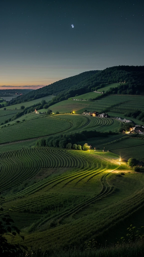 Night landscape in the countryside。It feels fantastical