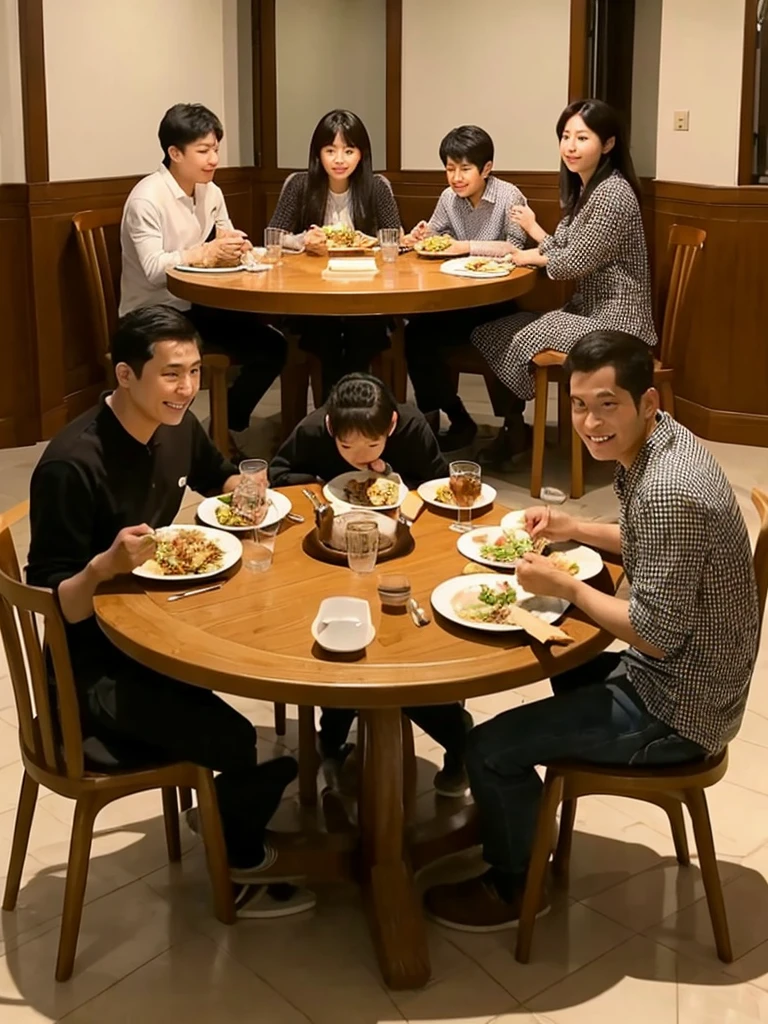 Family enjoying a meal together, with an empty chair symbolizing a missing member.