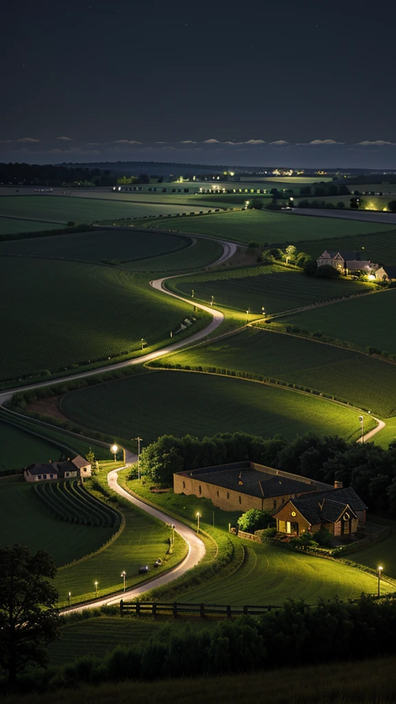 Night landscape in the countryside。With a mysterious feeling