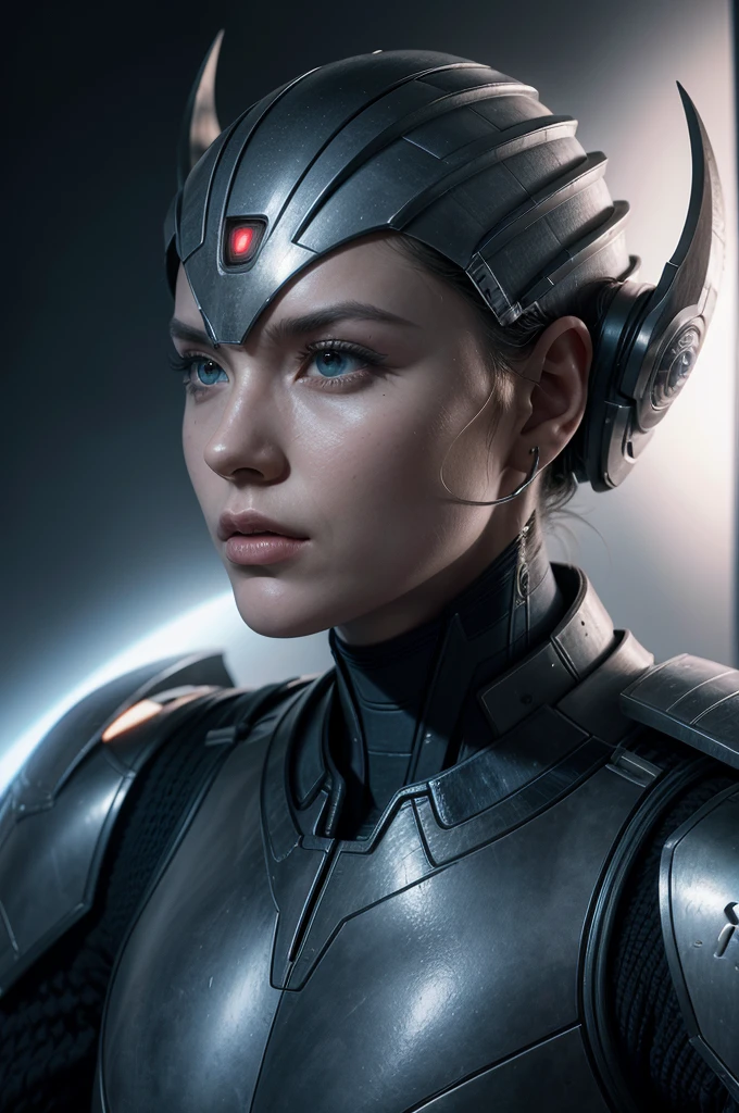 realistic portrait of a futuristic alien warrior from another dimension creator of the universe and humanity, warrior and protector of the galaxy