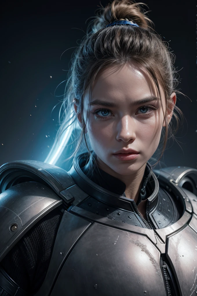 realistic portrait of a futuristic alien warrior from another dimension creator of the universe and humanity, warrior and protector of the galaxy