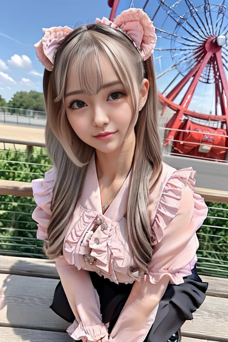 (masterpiece,best quality:1.4),Small Animal System,foreshortening,(8k,raw photo,photo realistic:1.2),realistic:1.4,anatomically correct,accurate,textured skin,shiny skin,shining hair,detailed skin,detailed face,detailed eyes,1girl,(((Japanese cute idol))),Intensely cute:1.3,small face (of a woman),cute face,(Very beautiful and clear baby skin detail,Realistic skin),(Very detailed eye sparkle:1.3),(Very detailed,Naturally breasts,,drooping eyes:1.4,),,(Very detailed Clear and beautiful breasts,),(Very detailed A happy girl, deep-tanned skin, 1 girl,),(Very Detailed long silver hair,Mine Trendy Clothing,minefield fashion,Mine makeup,accessories,Mine hairstyles,Fluttering ruffle mini skirt),(Very detailed Ferris wheel at an amusement park,safari park),(Very clear and beautiful background details:1.6,Realistic and accurate background:1.2),(Very detailed,,online shopping,LUMINE® Market,),upper body,pussy line:1.3,Front view:1.6,Taken from directly below:1.5,embarrassment:1.3,low angle,low position,,cowboy shot,squatting,spread one's legs:1.2,nsfw,,POV,Very detailed show panties:1.5,,chirality,turn up one's skirt to reveal one's pants:1.5