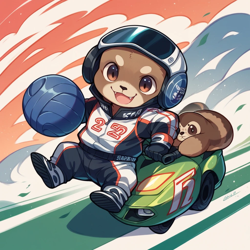 animal,chibi,sloth,sport,racing,biker,racing suit
