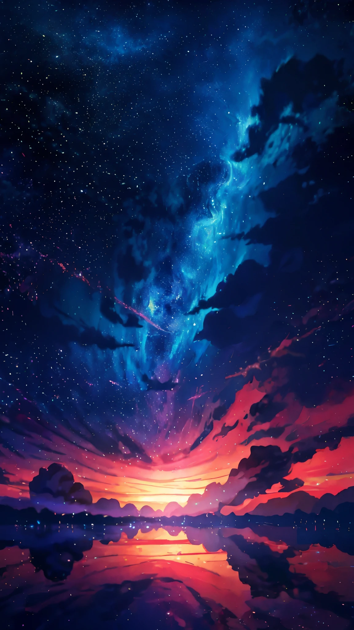 anime, a man standing in front of a lake looking at the planet, nebula ,anime art wallpaper 4k, anime art wallpaper 4 k, anime art wallpaper 8 k, 4k anime wallpaper, anime wallpaper 4 k, anime wallpaper 4k, sitting on the cosmic nebula, on cosmic cloudscape, makoto shinkai cyril rolando, space clouds, anime sky