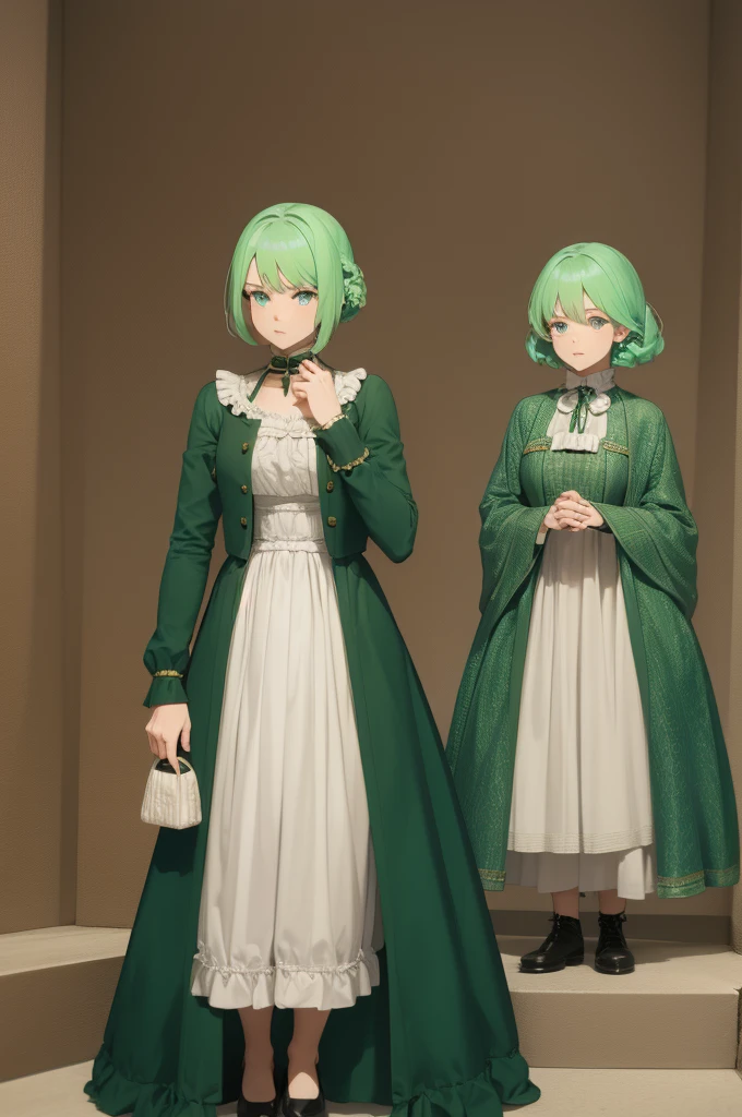 Women with green hair in a victorian dress