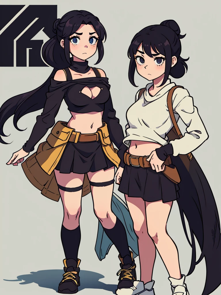 draw a full body girl with hair up and with dark circles in the style of Boku no hero