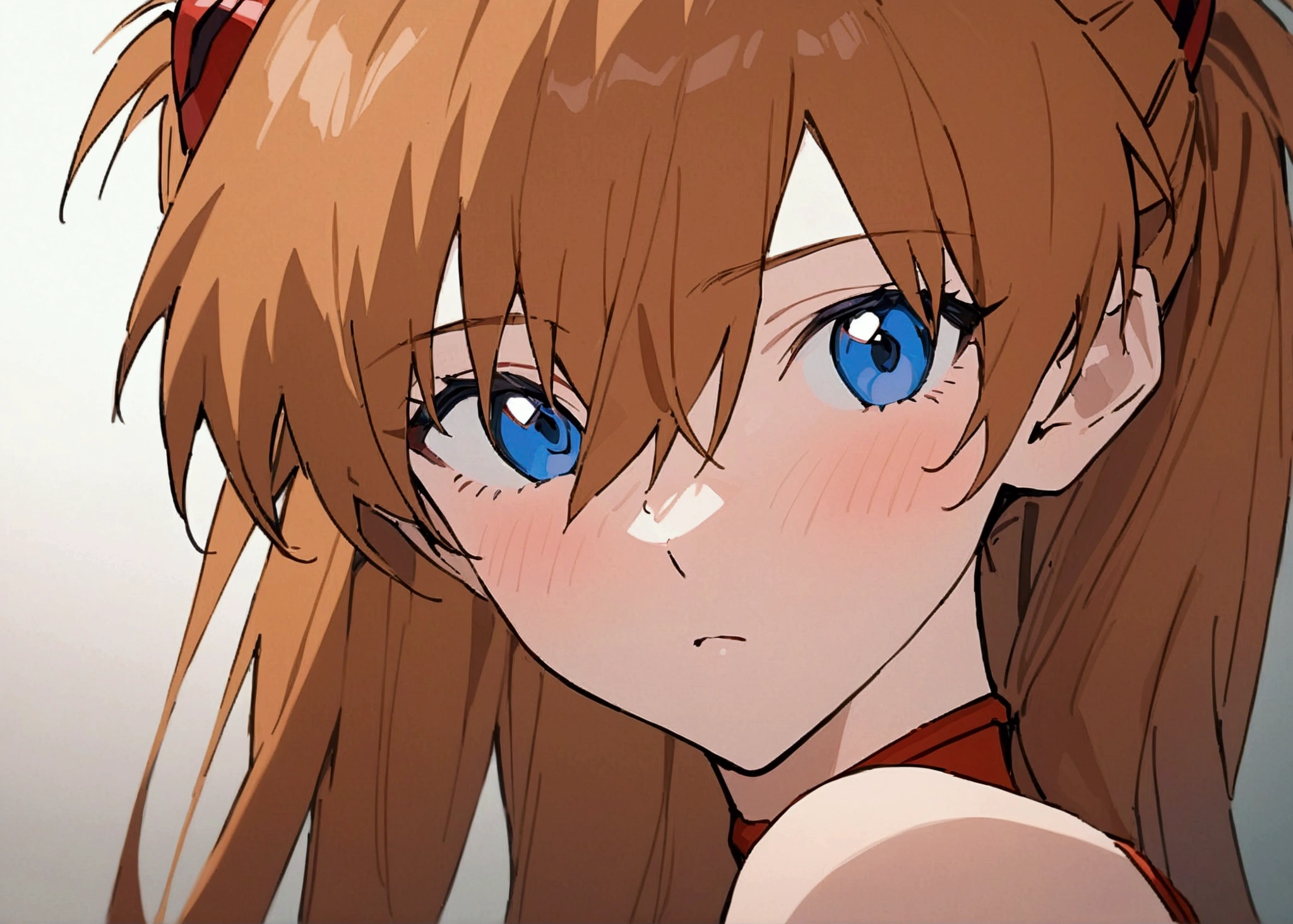 newest,masterpiece,best quality,Beautiful anime portrait,Oriental Wallpaper,1girl, souryuu asuka langley, Neon Genesis Evangelion,Solid color background