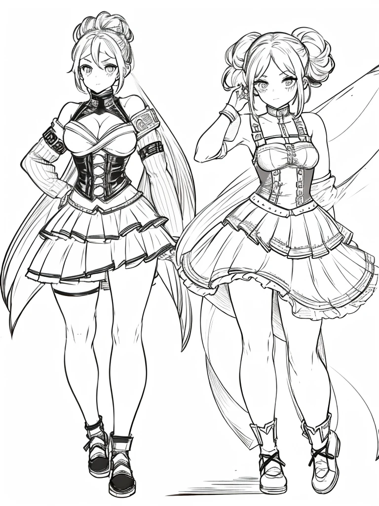 draw a full body girl with hair up and with dark circles in the style of Boku no hero