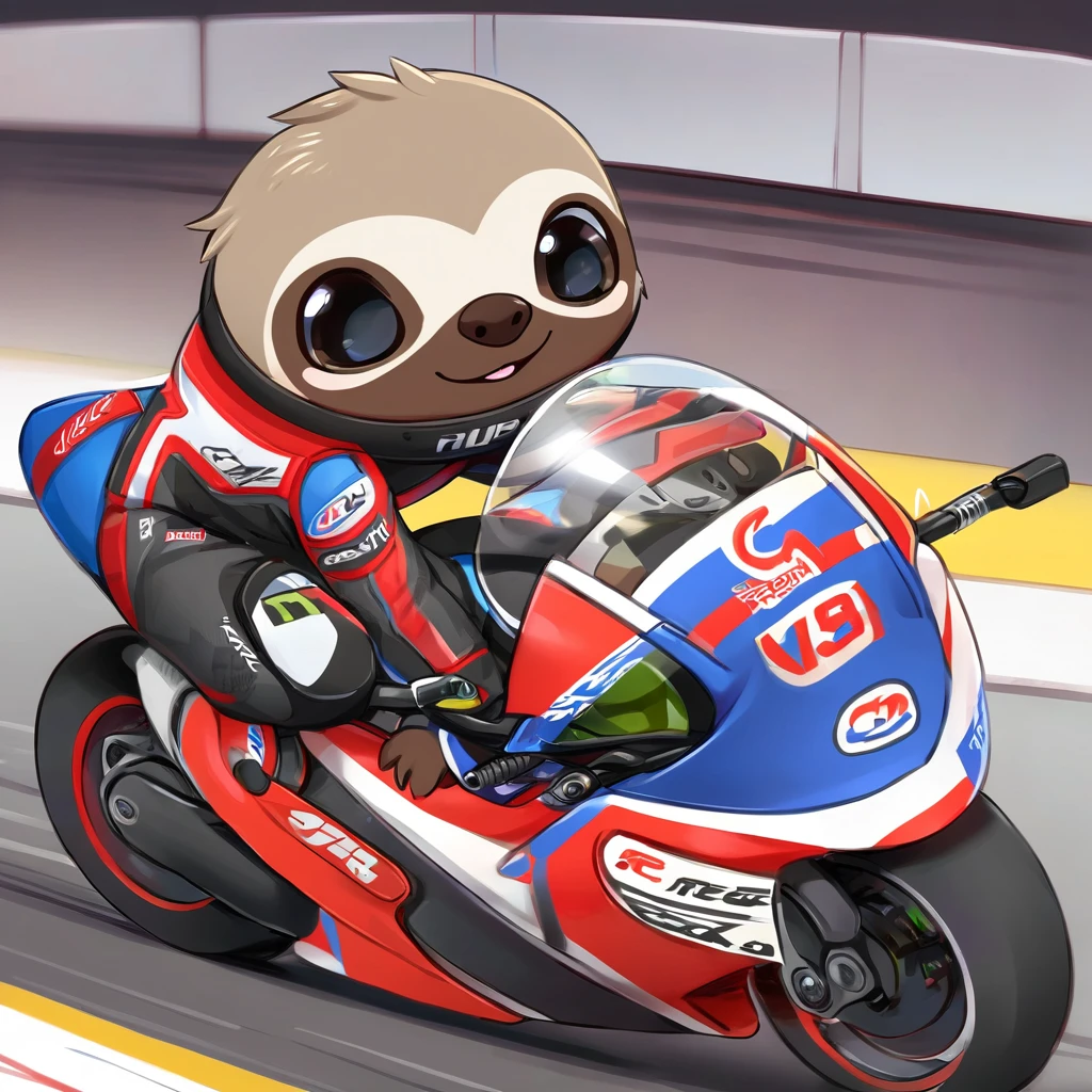animal,chibi,sloth,sport,racing,biker,racing suit