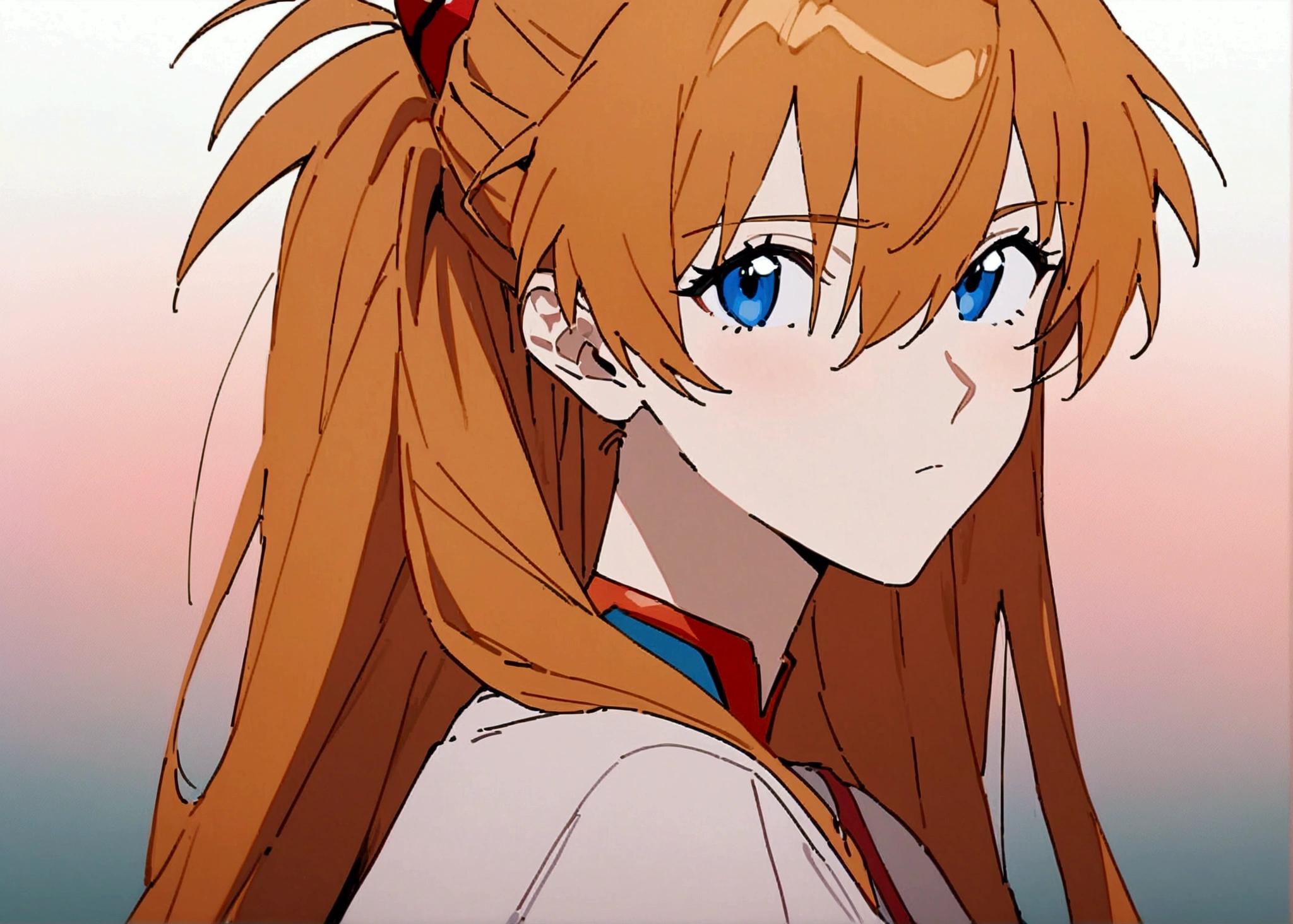 newest,masterpiece,best quality,Beautiful anime portrait,Oriental Wallpaper,1girl, souryuu asuka langley, Neon Genesis Evangelion,Solid color background